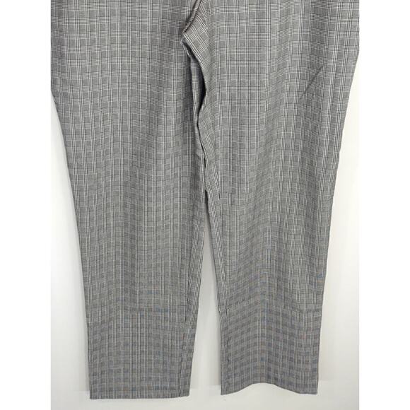 Hilary Radley Women's Plaid Elastic Waist Straight Leg Pull On Pants Black White - Picture 4 of 8